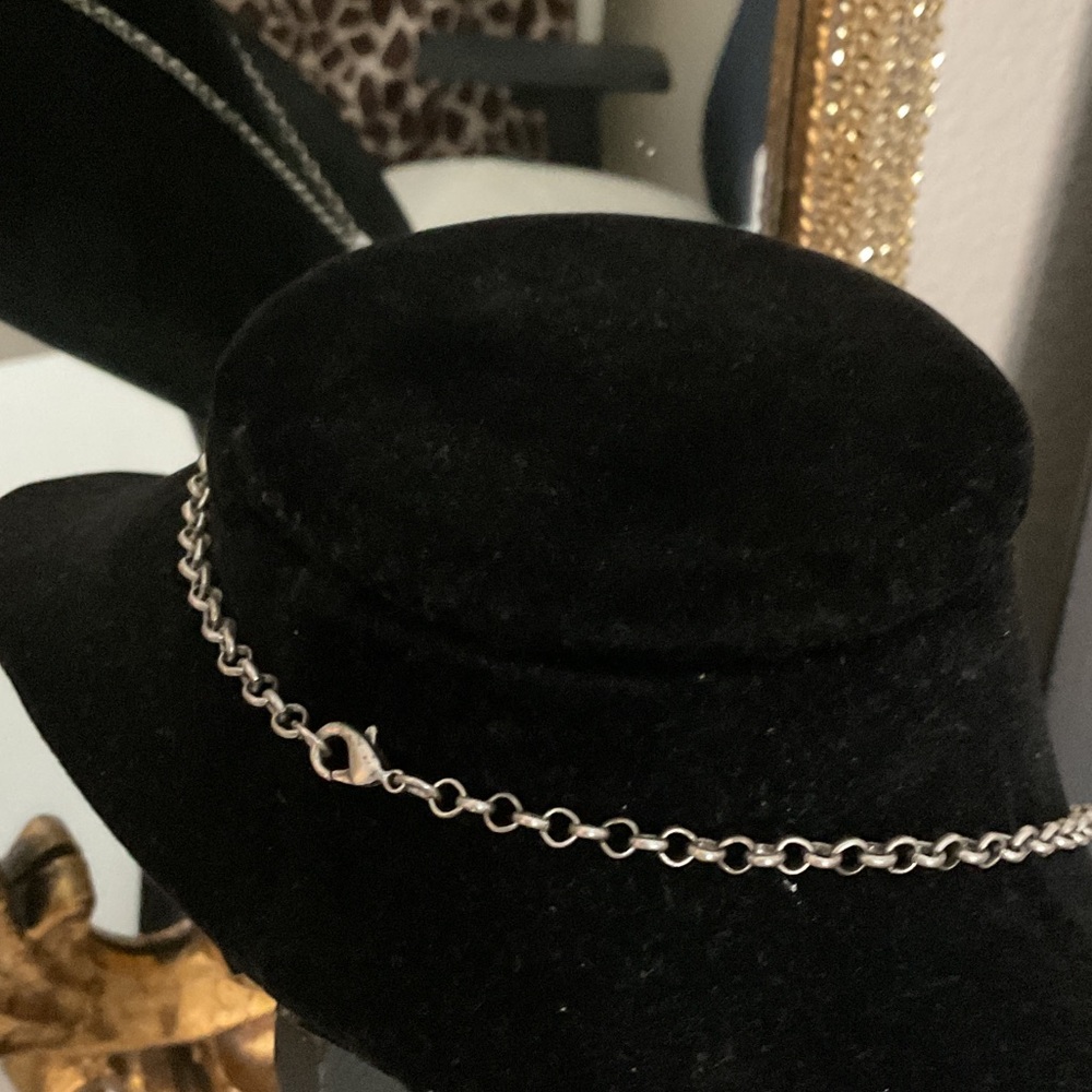 Solid Silver Chain,& Skulls With Crystal Eyes Pen… - image 5